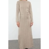 Fashion Style Regular Crew Neck Maxi Length Knitwear Soft Textured Tie Detail Dress