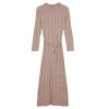 Fashion Style Regular Crew Neck Maxi Length Knitwear Soft Textured Tie Detail Dress