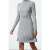 Fashion Style Regular Stand Collar Mini Length Knitwear Ruffle Dress