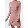 Fashion Style Regular Stand Collar Mini Length Knitwear Ruffle Dress