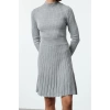 Fashion Style Regular Stand Collar Mini Length Knitwear Ruffle Dress
