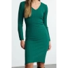Moda Stil Regular V Yaka Midi Boy Triko Basic Elbise