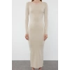 Fashion Style Regular Boat Neck Maxi Length Knitwear Premium Yarn Special Yarn Dress