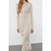 Fashion Style Regular Boat Neck Maxi Length Knitwear Premium Yarn Special Yarn Dress