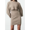 Fashion Style Slim Crew Neck Mini Length Knitwear Bolero-Dress Set