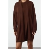 Moda Style Regular Crew Neck Mini Length Knitted Dress-Cardigan