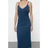 Fashion Style Slim V Neck Midi Length Premium Yarn Special Yarn Knitwear Cardigan-Dress Set