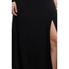 Moda Stil Fitted V Yaka Maxi Boy Düz Eteği Volanlı Skater Belden Açılan Esnek Örme Elbise