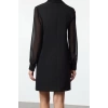 Moda Stil Regular Gömlek Yaka Mini Boy Düz Kesim Cep Detaylı Dokuma Elbise