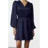Fashion Style Regular V Neck Mini Length A Cut Satin Woven Dress