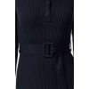 Fashion Style Regular Polo Collar Midi Length Belted Knit Dress