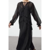Fashion Style Relaxed Crew Neck Maxi Length Straight Cut Ruffle Chiffon Woven Dress