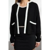 Style Modern Women Regular Standard Sleeve Crew Neck Color Block Knitwear Blouse-Cardigan Set