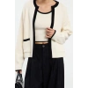 Style Modern Women Regular Standard Sleeve Crew Neck Color Block Knitwear Blouse-Cardigan Set