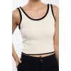 Style Modern Women Regular Standard Sleeve Crew Neck Color Block Knitwear Blouse-Cardigan Set