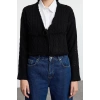 Style Modern Women Crop Standard Sleeve V Neck Tie Detail Knitwear Cardigan