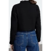 Style Modern Women Crop Standard Sleeve V Neck Tie Detail Knitwear Cardigan
