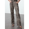 Style Women Fashion Denim Jeans Long Wide Leg Leopard Print High Waist Jeans