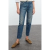 Style Women Fashion Denim Jeans Pants Long Straight Leg Blue Faded Vintage High Waist Slim Mom Jeans