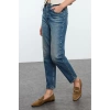 Style Women Fashion Denim Jeans Pants Long Straight Leg Blue Faded Vintage High Waist Slim Mom Jeans
