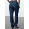 Style Women Fashion Denim Jeans Pants Long Straight Leg Blue Striped High Waist Straight Jeans