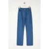 Style Women Fashion Denim Jeans Pants Long Straight Leg Blue Striped High Waist Straight Jeans