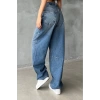 Stil Kadın Moda Denim Kot Pantolon Uzun Geniş Paça Mavi Yüksek Bel Jeans