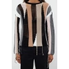 Style Women Regular Standard Sleeve Stand Collar Soft Texture Color Block Openwork Hole Knitwear Sweater