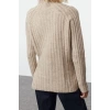 Style Modern Women Regular Raglan Sleeve Stand Collar Soft Textured Knit Detail Seamless Knitwear Sweater