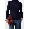 Style Modern Women Regular Raglan Sleeve Stand Collar Soft Textured Knit Detail Seamless Knitwear Sweater