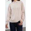 Relaxed Hooded Low Sleeve Comfortable Cut Soft Touch Stitch Detailed Knitted Sweatshirt
