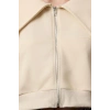 Style Crop Polo Neck Low Sleeve Crop Regular Cut Zippered Collar Detailed Knitted Sweatshirt