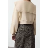 Style Crop Polo Neck Low Sleeve Crop Regular Cut Zippered Collar Detailed Knitted Sweatshirt