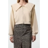 Style Crop Polo Neck Low Sleeve Crop Regular Cut Zippered Collar Detailed Knitted Sweatshirt