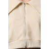 Style Crop Polo Neck Low Sleeve Crop Regular Cut Zippered Collar Detailed Knitted Sweatshirt