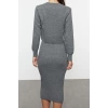 Moda Stil Regular Bisiklet Yaka Midi Boy Triko Basic Hırkalı Elbise
