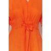 Moda Stil Regular V Yaka Midi Boy Bağlama Detaylı A Kesim Dokuma Elbise