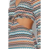 Fashion Style Regular V Neck Maxi Length Cut Out Detailed Printed Flexible Knitted Dress