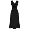 Fashion Style Regular Square Collar Midi Length V Neck Button Detailed Woven Shirt Dress