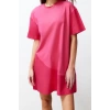 Moda Stil Relaxed Bisiklet Yaka Midi Boy Düz Örme Elbise