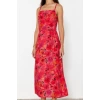 Fashion Style Regular Square Neck Midi Length Polka Dot A Cut Woven Dress