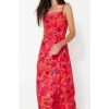 Fashion Style Regular Square Neck Midi Length Polka Dot A Cut Woven Dress