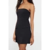 Moda Stil Regular Straplez Mini Boy A Kesim Dokuma Elbise