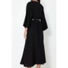 Moda Stil Regular Kruvaze Midi Boy Düz Elbise