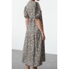 Moda Stil Relaxed Bisiklet Yaka Maxi Boy A-line Dokuma Elbise