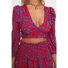 Fashion Woven Printed Crew Neck Casual Home Woven Ruffle Blouse Skirt Set