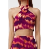 Fashion Ethnic Halter Beach Abstract Patterned Woven 100% Cotton Blouse Trouser Set