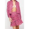 Fashion Woven Geometric V Neck Beach Geometric Patterned Woven Ruffle 100% Cotton Shirt Skirt Set