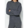 Moda Triko Düz Kapüşonlu Casual Günlük Mint Kapüşonlu Triko Alt-Üst Takım
