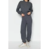 Moda Triko Düz Kapüşonlu Casual Günlük Mint Kapüşonlu Triko Alt-Üst Takım